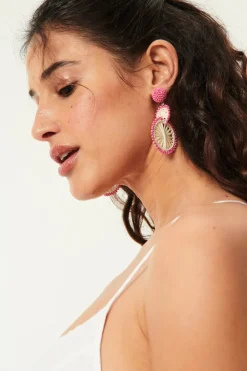 Des Petit Hauts Boucles D'Oreilles Pepitcho ECRU/ROSE