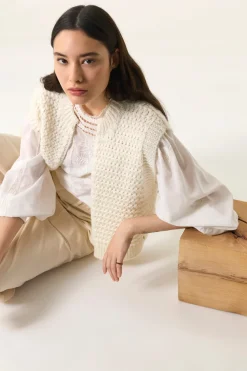 Outlet Des Petit Hauts Gilet sans manches Aster CREME
