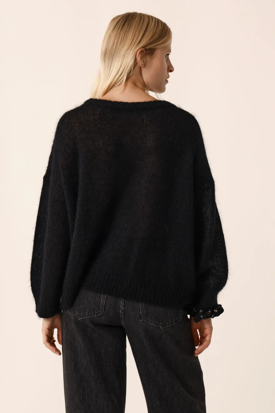 Clearance Des Petit Hauts Pull Bulon NOIR