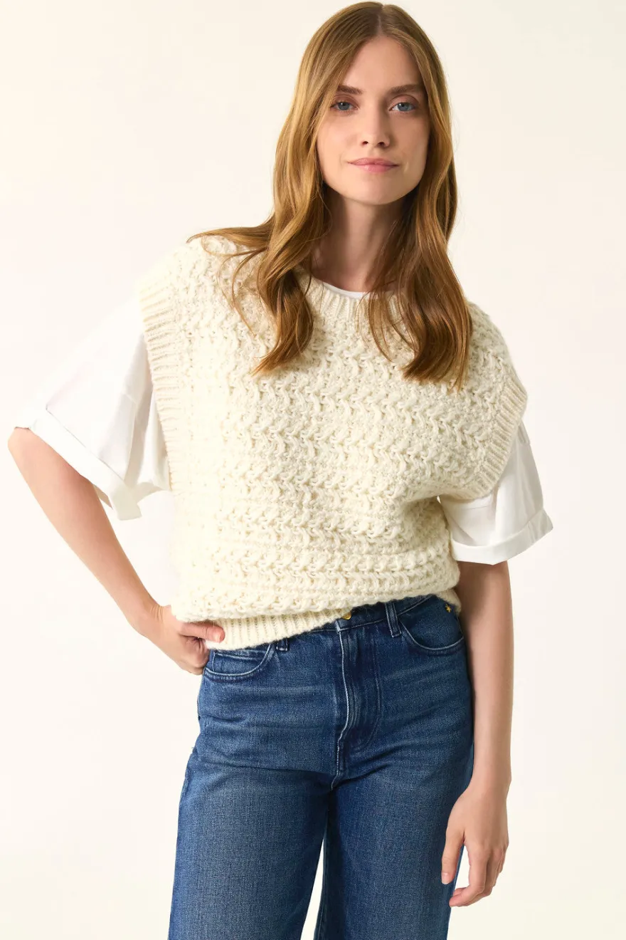Outlet Des Petit Hauts Pull sans manches Astrid CREME