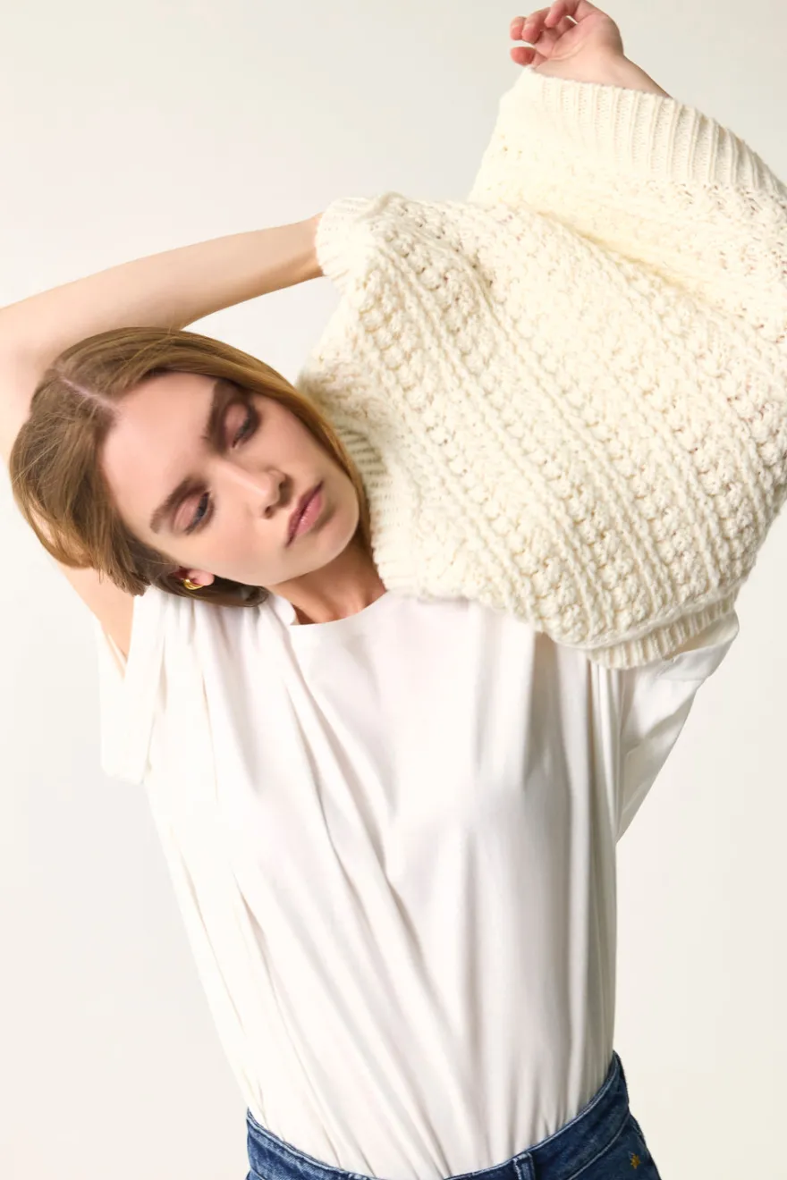 Outlet Des Petit Hauts Pull sans manches Astrid CREME