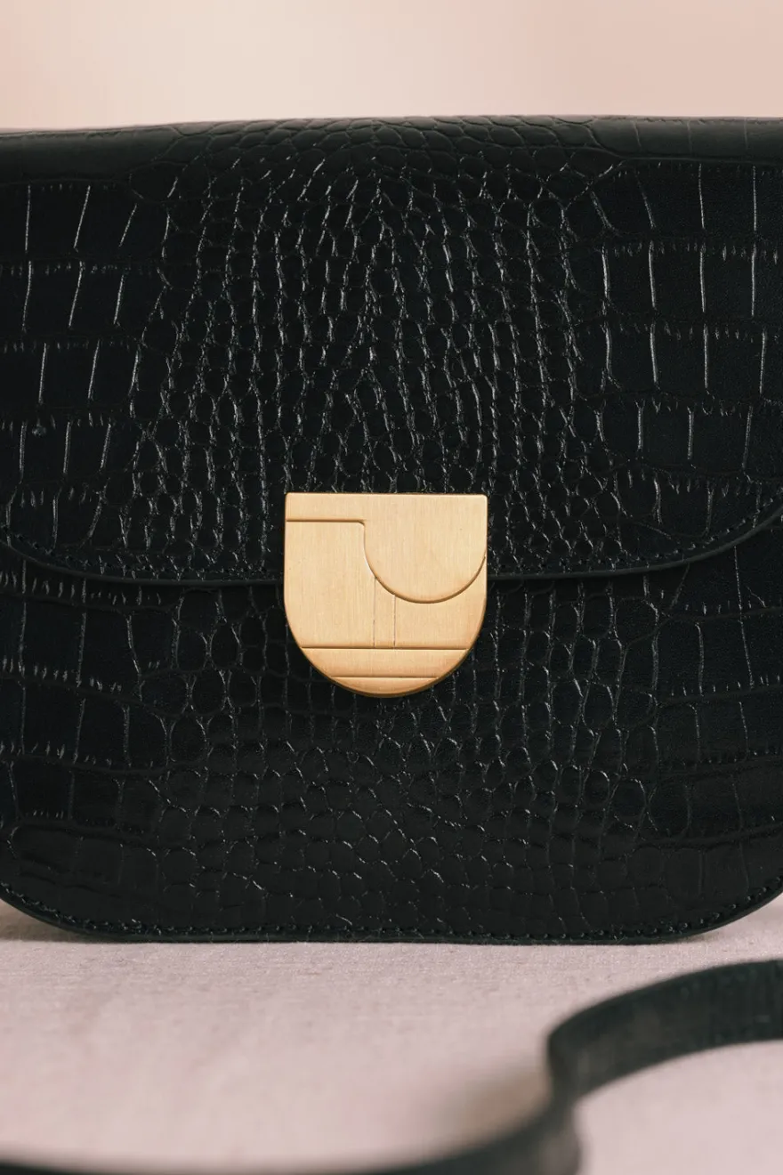 Sale Des Petit Hauts Sac Lenny CROCO NOIR