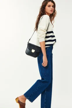 Sale Des Petit Hauts Sac Lenny CROCO NOIR