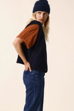 Discount Des Petit Hauts Veste maille sans manches Zlata MARINE